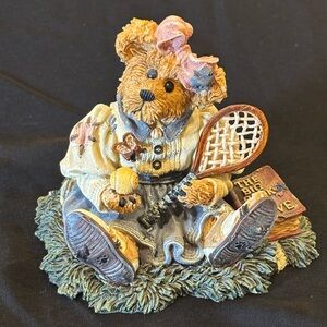 Boyds Bears Chrissie Game Set Match Tennis Figurine with Pink and Blue Accents